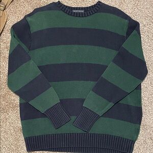 Green and Navy Striped Oversized Sweater - Brandy Melville